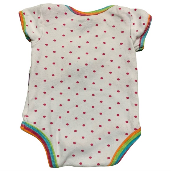 Nuby Polka Dot Rainbow Caterpillar Patch Snap Button Cap Sleeve Bodysuit 0-3 Mth - Picture 3 of 4
